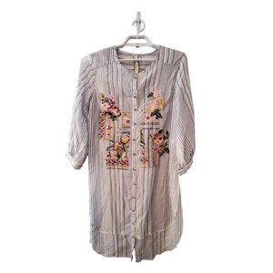 Aratta Silent Journey tunic top dress wmns M striped embroidered long 3/…